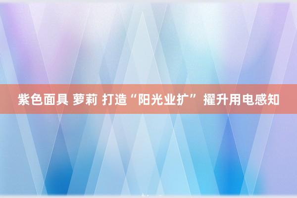 紫色面具 萝莉 打造“阳光业扩” 擢升用电感知