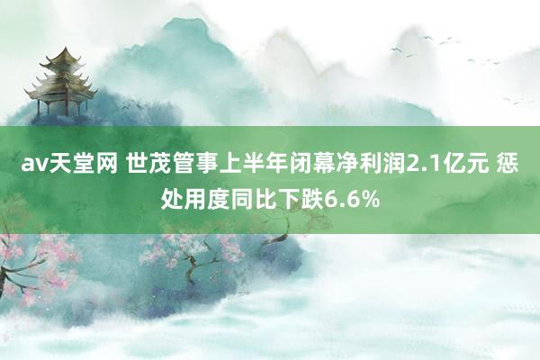 av天堂网 世茂管事上半年闭幕净利润2.1亿元 惩处用度同比下跌6.6%