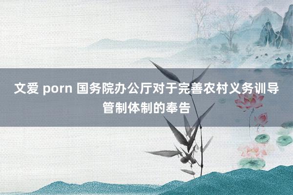 文爱 porn 国务院办公厅对于完善农村义务训导管制体制的奉告