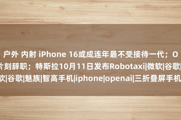 户外 内射 iPhone 16或成连年最不受接待一代；OpenAI转型之际CTO片刻辞职；特斯拉10月11日发布Robotaxi|微软|谷歌|魅族|智高手机|iphone|openai|三折叠屏手机|特斯拉(公司)